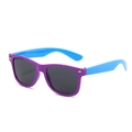 Kids purple and blue contrast frame sunglasses with dark grey UV protective lenses - Purple Frame Blue Temple/Grey Lens