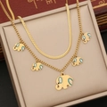 Double-layer gold elephant necklace featuring enamel pendants and sleek snake chain - 1# Elephant Necklace
