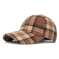 Casquette de baseball classique à carreaux beige et marron pour un style vintage - Réglable / Kaki