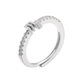 Macro detail of silver Scorpio zodiac sign ring with sparkling cubic zirconia pavé setting - Scorpio / Silver