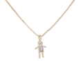 Gold-plated mini boy charm necklace with sparkling clear cubic zirconia stones - Necklace / Boy-April