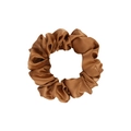 Brown 19mm mulberry silk scrunchie with elegant pleated texture and satin finish - 3.5cm/19 Momme / Antique Gold