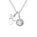 Collier en acier argenté avec lettre T, breloque cœur et pendentif en zircon clair - Lettre T / Argent
