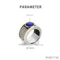 Macro view of 14mm hip hop ring featuring blue cat's eye stone and sparkling rhinestones - US 7 / Blue Cat Eye Silver Gold Tone Style (KR114130-GC)