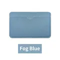 Slim mist blue leather card holder with litchi texture and multiple card slots - 3 Slots Thick Style / Haze Blue