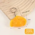Realistic yellow pumpkin dumpling keychain pendant with realistic pvc texture and metal ring - Yellow Pumpkin Dumpling - Keychain Style