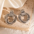 Silver Multi-hoop Interlocking Earrings JJE0232