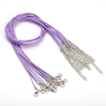 1.5mm purple Korean wax cord necklace with silver lobster clasp and extension chain - 1.5mm*45cm / Light Purple