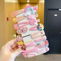 14-piece sweet pink and yellow hair clips set featuring cute cartoon fruit patterns - Starfish Three Flowers (26#) / 14 Pieces Set