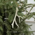 Silver glitter reindeer antler Christmas ornament, 16cm height, for tree decoration - Large Champagne