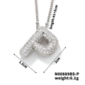 Collier lettre P argenté serti de zircones avec une chaîne réglable de 41+5cm - Lettre P