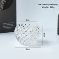 European style clear diamond texture glass candle holder measuring 8cm x 6cm - Large Diamond