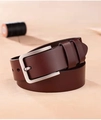 Men's casual dark brown leather belt with silver needle buckle for jeans and trousers - Standard Pin Buckle Coffee