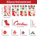 Set de 80 pegatinas navideñas para ventanas con calcetines y bastones, 30x20cm - Pegatina de Pared de Campana de Navidad / 20*30cm*4 Hojas