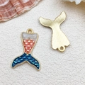 Blue mermaid tail alloy pendant charms with gradient enamel and gold plated back - 1pc Gradient Mermaid Tail 18x26mm