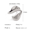 Irregular silver stainless steel ring with 1.75cm inner diameter and minimalist lava style - Irregular Fluid Design (SR020082-S)