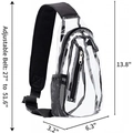 Clear crossbody chest bag with black adjustable strap and multi-pocket storage design - Transparent Black