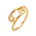 Anillo abierto minimalista de oro con doble carril y diseño geométrico pulido elegante - Estilo de Alfiler de Seguridad