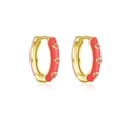 Créoles en argent S925 plaqué or avec émail rouge et pierres de zircon rose - Rouge