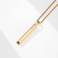 Collana con fischietto per meditazione dorata con cristallo su catena a maglie box - Stile Fibbia a Ferro di Cavallo / Oro