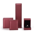 Wine red PU leather jewelry box set featuring brushed finish for rings and necklaces - Single Ring Box / Burgundy (Velvet Interior)