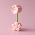 Pink and green flower shaped mini desk lamp with a magnetic clip base on pink background - Tulip Flower Clip Lamp (LD38) / Pink