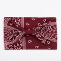 Detail of burgundy sweatband featuring white paisley pattern and stylish knotted design - Paisley Wine Red