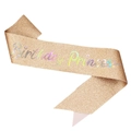 Fascia Birthday Princess glitterata con scritte olografiche per feste di compleanno - Oro Rosa Con Testo Olografico