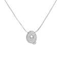Silver letter Q pendant necklace with zircon pavé stones on a slim box chain - Letter Q / Silver