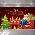 Macro detail of Merry Christmas textile background fabric with golden festive lettering - 180*110CM Deep Red/Merry Christmas!