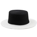 Classic Hepburn style wide brim boater hat with black crown and white contrast brim - M (56-58cm) / White and Black Color Block (Black Crown + White Brim)
