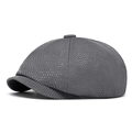 Dark grey breathable mesh newsboy cap with lightweight summer hollow design for men - Dark Gray