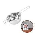 Stainless steel chocolate melting pot with double pour spouts and a long handle - 400ml/304 Steel/Color Box / Silver