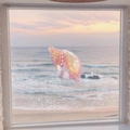Detailed pink and white conch hair clip with gold dots over a sunset beach backdrop - Large Pink Conch Duckbill Clip (4.8*2.5cm)