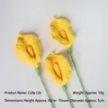 Three handmade yellow crochet calla lily flowers, 43cm height knitted wool home decor - Yellow Calla Lily Single Stem
