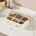 Octagonal transparent spice storage box with lid, measuring 29cm by 21cm by 8cm size - Cream White - Standard