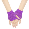 Guanti a rete viola neon senza dita in stile punk retrò anni 80 in tessuto a rete elastica - Taglia unica / Viola
