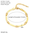 Bracelet élégant pour femme en acier inoxydable plaqué or 18 carats style épi - Style Arête de Poisson Zircon (SH729G-17+5CM)