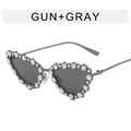 Πολυτελή γυαλιά ηλίου καρδιά cat eye με gunmetal σκελετό και γκρι διαμαντένιο χείλος - Καρδιά με Πλήρες Παβέ / Σκελετός Gunmetal Γκρι Φακοί