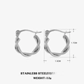 Eleganti orecchini a cerchio intrecciati in argento in acciaio inossidabile - Stile Chiusura a Scatto / Argento (Acciaio)