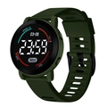 Minimalist dark green waterproof digital sports watch with breathable silicone band - Army Green