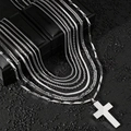 8-piece set of silver stainless steel chains with cross pendant for men in hip hop style - Cross Pendant 7-Piece Set / Silver