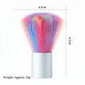 Rainbow fluffy nail dust brush with silver handle and soft colorful bristles - Om-gj0352 Rainbow Powder Layer Brush