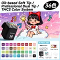 36 color dual-tip alcohol art markers set with portable carry case and plastic base - [5th ​​generation Soft Tip] Standard 36 Colors / Includes 6 Gift Items