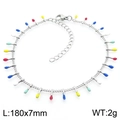Silver color matchstick bracelet with colorful enamel bulb charms and lobster clasp - Multicolor Light Bulb Style (KB190898-Z)