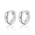 Polished S925 sterling silver geometric hoop earrings in a minimalist circular design - 10MM Simple Huggies