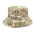 Dettaglio del cappello alla pescatora in tela con stampe animalier leopardate e zebre - M (56-58cm) / Stile Patchwork Stampa Animale / Cachi