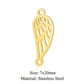Golden wing charm in stainless steel for jewelry making, sized 7x20mm with polished finish - Wings (5 Pcs/Pack) / Gold