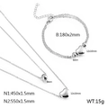 Silver stainless steel double-layer heart necklace and bracelet jewelry set - Set (KS135430-Z) / Steel