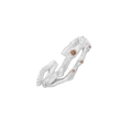 Artistic silver branch ring with champagne stones and organic texture design - Adjustable Open / Burnished Silver With Champagne Stone